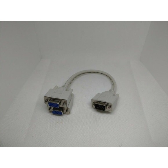 1 PC TO 2 VGA SVGA MONITOR Male to 2 Dual Female Y Adapter Splitter Cable 15 PIN - Picture 1 of 2